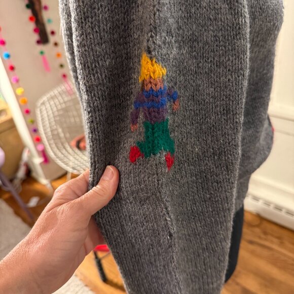 cottage cabincore 80s roberta frost gray handknit sweater little snow hikers sm - Picture 8 of 9